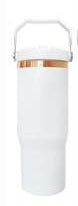 30oz Flip Straw Tumbler -  Gold or Copper Plate - Swing Handle - Laser Ready