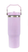 30oz Flip Straw - Silver Plated - Tumbler -  Swing Handle - Matte Color -Sublimation - Laser Ready