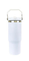 30oz Flip Straw - Silver Plated - Tumbler -  Swing Handle - Matte Color -Sublimation - Laser Ready