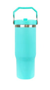 30oz Flip Straw - Silver Plated - Tumbler -  Swing Handle - Matte Color -Sublimation - Laser Ready