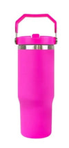 30oz Flip Straw - Silver Plated - Tumbler -  Swing Handle - Matte Color -Sublimation - Laser Ready