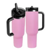 40 oz Powder Coated - Black Plated  - Leak Proof - Laser Ready - Flip Straw
