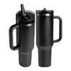 40 oz Powder Coated - Black Plated  - Leak Proof - Laser Ready - Flip Straw