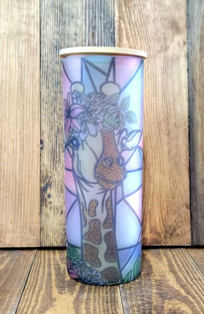 25oz bamboo lid, frosted glass sublimation drink tumbler