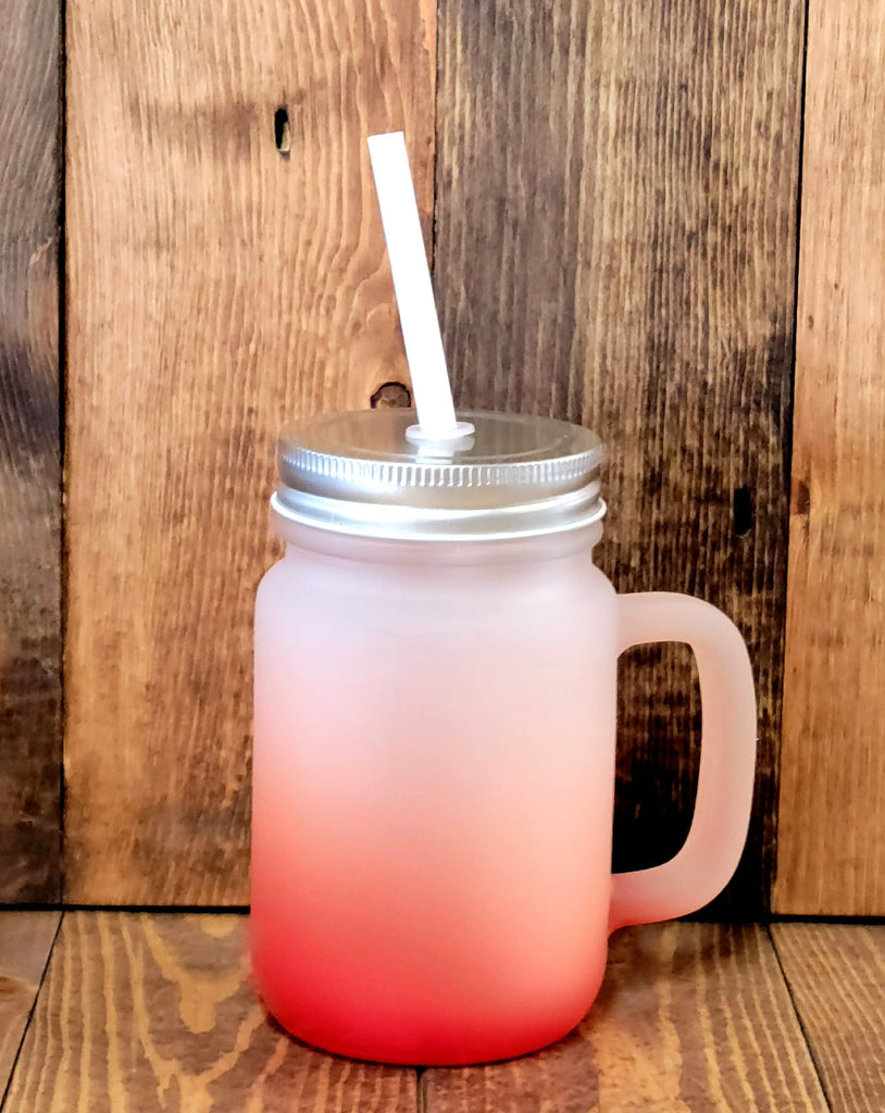 mason jar 14oz frosted ombre color sublimation mugs red