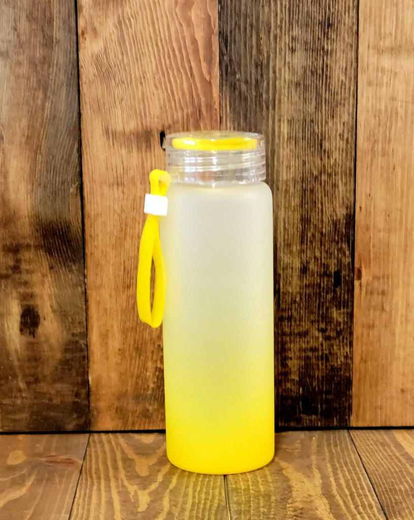 17oz frosted ombre color glass water bottle - sublimation blank yellow