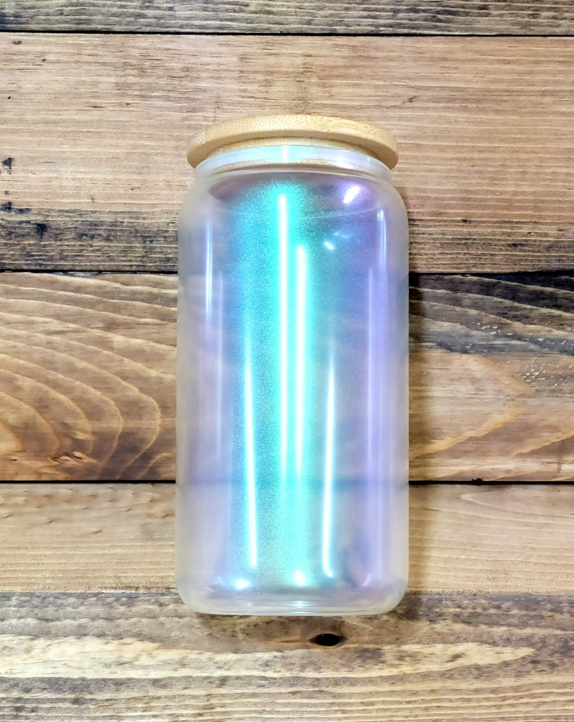 16oz iridescent  glass  drink cans - sublimation blanks green