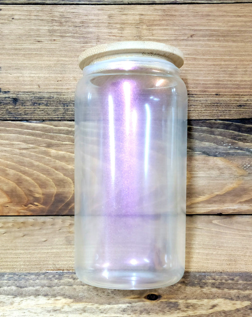 16oz iridescent  glass  drink cans - sublimation blanks pink