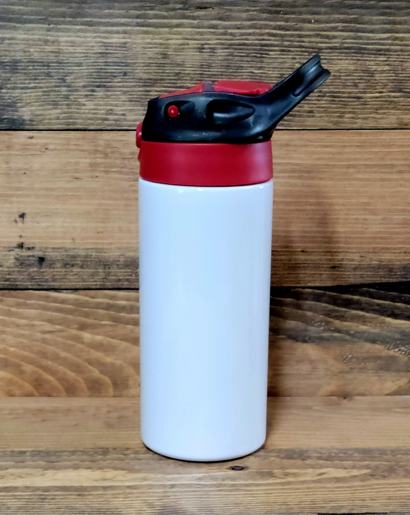 kids flip top 12oz cups - new style straw -  sublimation blanks red/black